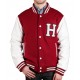 Men's Bomber Harvard Red and White Jacket Men's Bomber Harvard Red and White Jacket front view bomber jacket