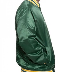 Men's Bomber Starter Oakland A's Green Satin Jacket Men's Bomber Starter Oakland A's Green Satin Jacket