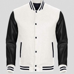 Men's Bomber Varsity Black and White Jacket