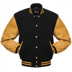 Men's College Varsity Black and Yellow Jacket Men's College Varsity Black and Yellow Jacket