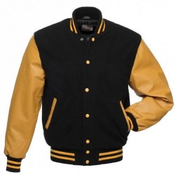 Men's College Varsity Black and Yellow Jacket Men's College Varsity Black and Yellow Jacket