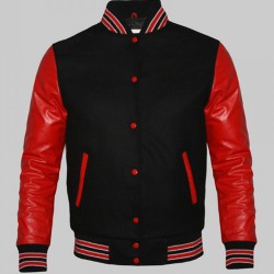 Men's College Varsity Red and Black Jacket