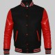 Men's College Varsity Red and Black Jacket front view varsity jacket