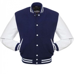 Men's College Varsity White and Navy Jacket