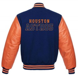 Men's Houston Astros Letterman Blue and Orange Jacket Men's Houston Astros Letterman Blue and Orange Jacket