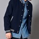 Men's Navy Blue Bomber Prep School Jacket