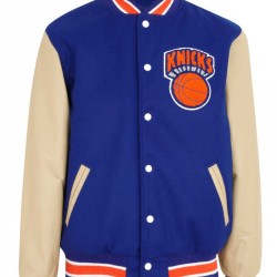 Men's New York Knicks Bomber Blue Jacket Men's New York Knicks Bomber Blue Jacket
