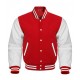 Men's Red and White College Bomber Jacket Men's Red and White College Bomber Jacket front view bomber jacket