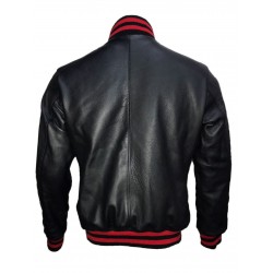 New Men's Stylish Red And Black Stripes Leather Jacket