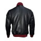 New Mens Stylish Red And Black Stripes Leather Jacket
