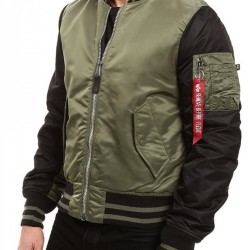 Men's Varsity Flight MA‐1 Green and Black Jacket