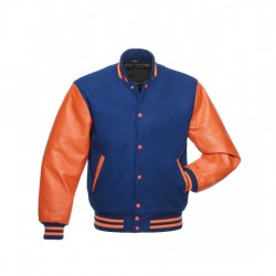 Men's Varsity Orange and Royal Blue Jacket Men's Varsity Orange and Royal Blue Jacket
