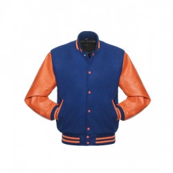 Men's Varsity Orange and Royal Blue Jacket Men's Varsity Orange and Royal Blue Jacket