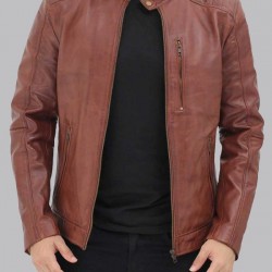 Mens Benjamin Cafe Racer Brown Leather Jacket Mens Benjamin Cafe Racer Brown Leather Jacket