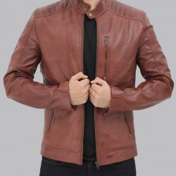 Mens Benjamin Cafe Racer Brown Leather Jacket Mens Benjamin Cafe Racer Brown Leather Jacket