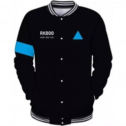 Mens Detroit Become Human RK800 Connor Bomber Black Varsity Wool Jacket Mens Detroit Become Human RK800 Connor Bomber Black Varsity Wool Jacket