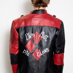 Mens Harley Live Fast Die Clown Leather Halloween Costume Jacket