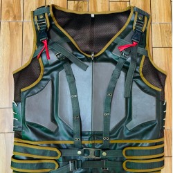 Mens Military Green Bane Leather Vest