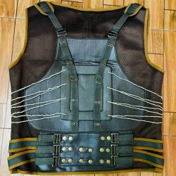 Mens Military Green Bane Leather Vest
