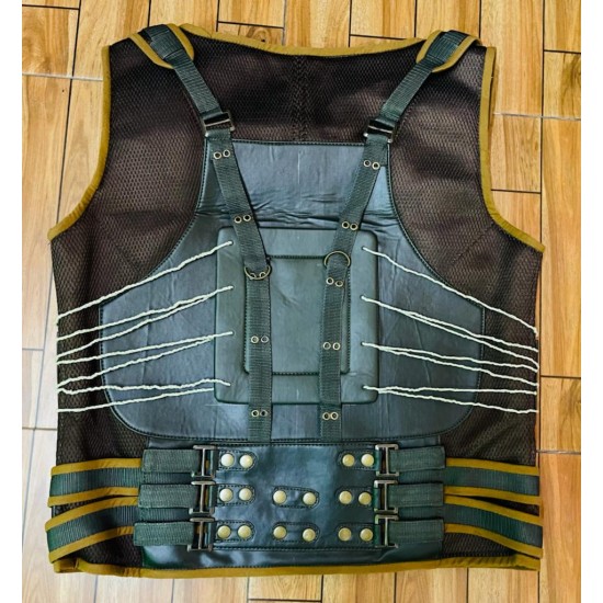 Mens Military Green Bane Leather Vest