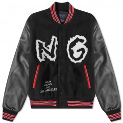 Mens Skyline Black Varsity Jacket Mens Skyline Black Varsity Jacket