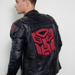 Mens Transformers Autobot Shield Black Armor Leather Jacket Mens Transformers Autobot Shield Black Armor Leather Jacket