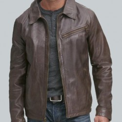 Mens Vintage Leather Shirt Collar Jacket Mens Vintage Leather Shirt Collar Jacket