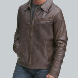 Mens Vintage Leather Shirt Collar Jacket Mens Vintage Leather Shirt Collar Jacket