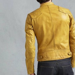 Mens Yellow Cafe Racer Leather Jacket Mens Yellow Cafe Racer Leather Jacket