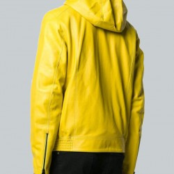 Mens Yellow Hooded Leather Jacket Mens Yellow Hooded Leather Jacket