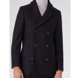 Men’s Blue Peacoat with Faux Fur Trimmed Men’s Blue Peacoat with Faux Fur Trimmed