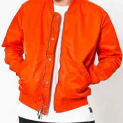 Men’s Bomber Panelled Orange Satin Jacket Men’s Bomber Panelled Orange Satin Jacket