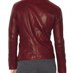 Men’s Casual Red Burnished Dual Zipper Jacket