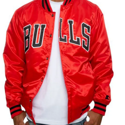Men’s Chicago Bulls Red Satin Jacket Men’s Chicago Bulls Red Satin Jacket