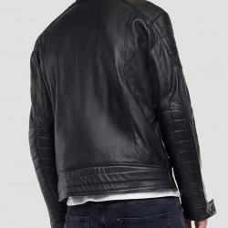 Men’s Crust Motorcycle Leather Jacket with Zipper Pockets