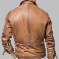 Men’s Designer Moto Tan Brown Leather Jacket