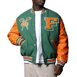 Men’s Florida A&M University Green and Orange Varsity Jacket Men’s Florida A&M University Green and Orange Varsity Jacket