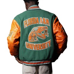 Men’s Florida A&M University Green and Orange Varsity Jacket Men’s Florida A&M University Green and Orange Varsity Jacket