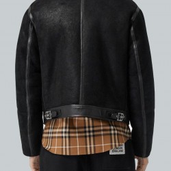 Men’s Jet Black Shearling Leather Jacket Men’s Jet Black Shearling Leather Jacket