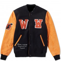 Men’s Off-White Eagle Temp Wool Varsity Jacket Men’s Off-White Eagle Temp Wool Varsity Jacket