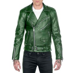 Men’s Shinny Green Leather Biker Jacket Men’s Shinny Green Leather Biker Jacket