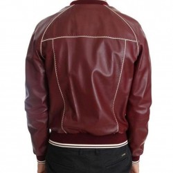 Men’s Stitched Bomber Maroon Leather Jacket Men’s Stitched Bomber Maroon Leather Jacket