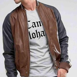 Men’s Truly Striped Bomber Faux Leather Jacket Men’s Truly Striped Bomber Faux Leather Jacket