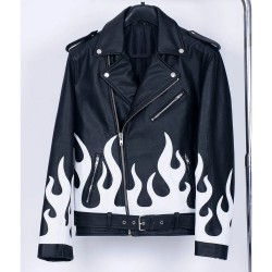 Meteor Flames Leather Biker Jacket Meteor Flames Leather Biker Jacket