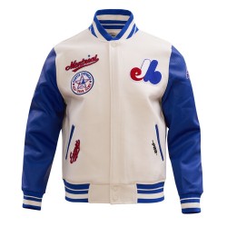 Montreal Expos Retro Classic Off White Wool Varsity Jacket Montreal Expos Retro Classic Off White Wool Varsity Jacket
