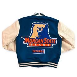 Morgan State University Blue and Beige Varsity Jacket Morgan State University Blue and Beige Varsity Jacket