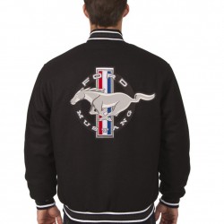 Mustang Varsity Wool Black Jacket Mustang Varsity Wool Black Jacket