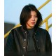 My Name Han So-Hee Black Leather Bomber Jacket