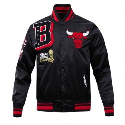 Black Chicago Bulls Satin Jacket Black Chicago Bulls Satin Jacket