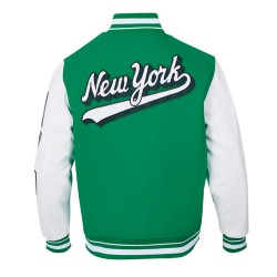 NY Jets Script Tail Classic Rib Varsity Jacket NY Jets Script Tail Classic Rib Varsity Jacket